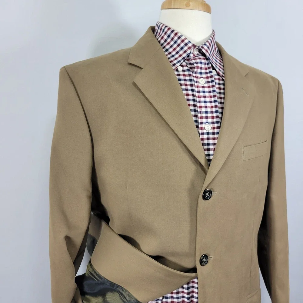 Banana Republic Men's Sport Coat‎ Blazer Three Button Brown Cotton Size 44R